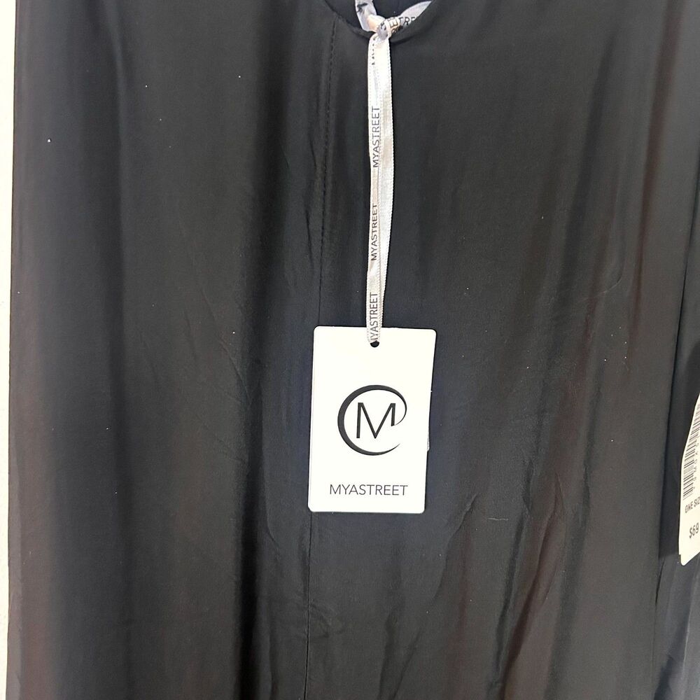 Myastreet Dress Women One Size Black Silk Blend Ruffle Hem Sleeveless Preppy NWT - Picture 3 of 8